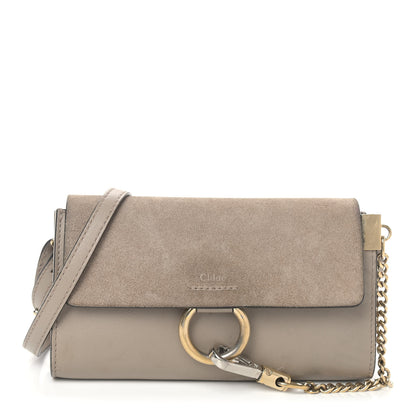 Chloe Suede Calfskin Mini Faye Shoulder Bag Motty Grey 1 of 14
