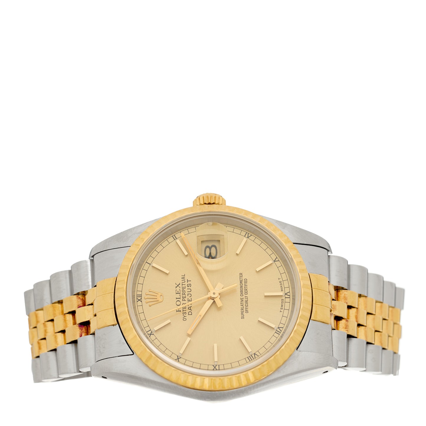 Stainless Steel 18K Yellow Gold 36mm Oyster Perpetual Datejust Watch Champagne 16233