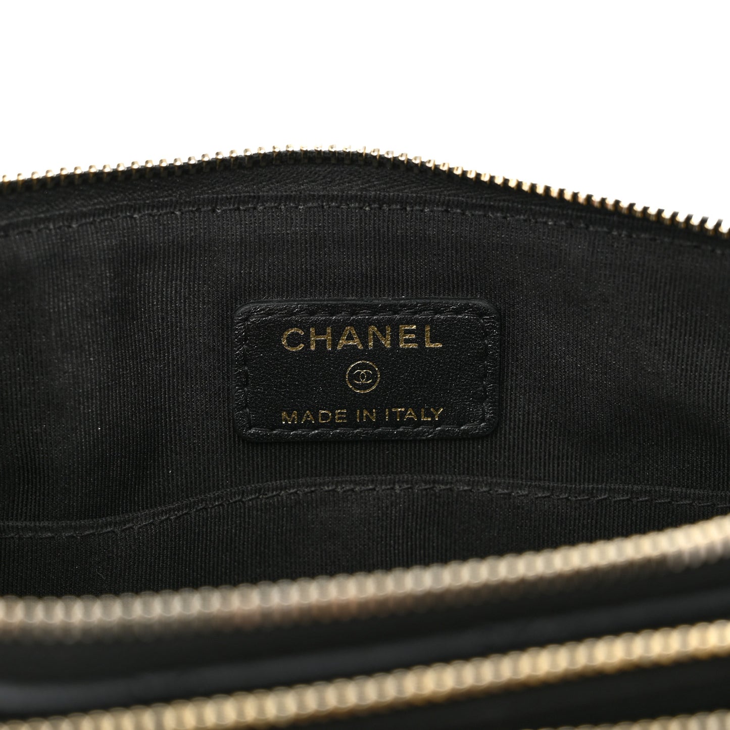 Shiny Lambskin Quilted Medium Double Case With Strap Black