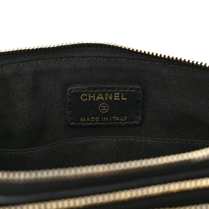 Chanel Shiny Lambskin Quilted Medium Double Case With Strap Black 7 of 12