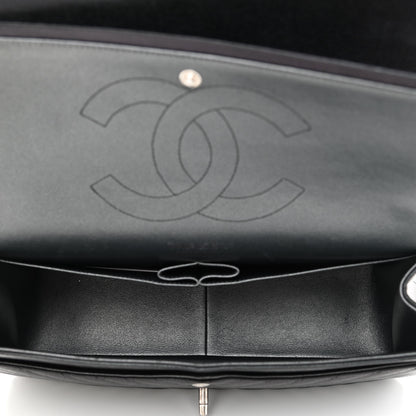 Chanel Iridescent Caviar Chevron Quilted Jumbo Double Flap Black 5 of 11