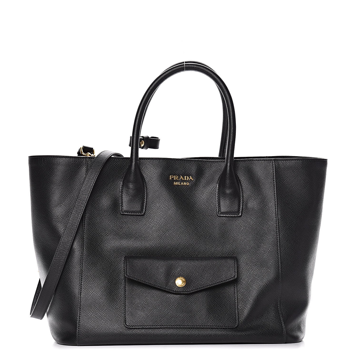 Prada Saffiano Cuir Front Pocket Tote Black 1 of 20