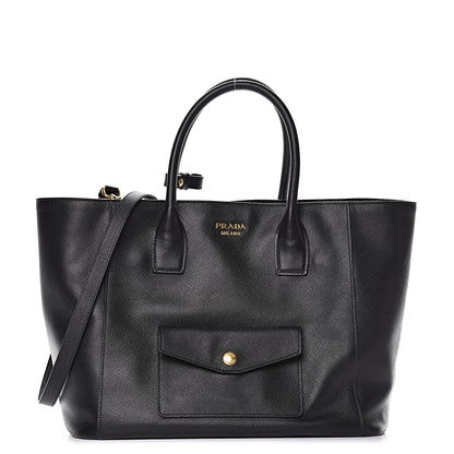 Prada Saffiano Cuir Front Pocket Tote Black 1 of 20