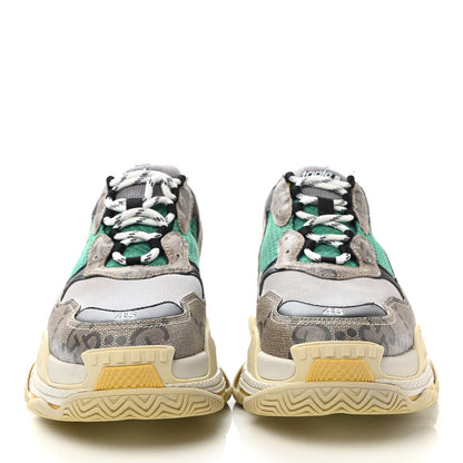 Balenciaga X GUCCI Maxi GG Supreme Monogram Mens Triple S Sneakers 45 Beige Ebony Black Green 2 of 8