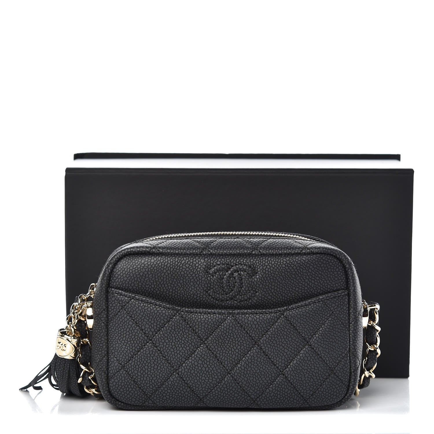 Chanel Iridescent Caviar Quilted Mini Coco Tassel Camera Case Black 8 of 8