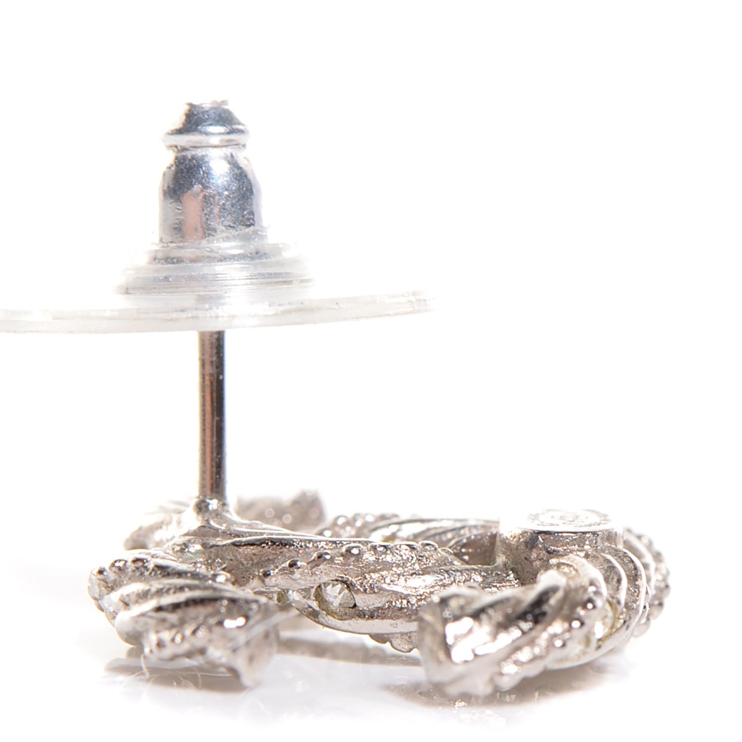 Chanel Crystal CC Earrings Silver 3 of 6