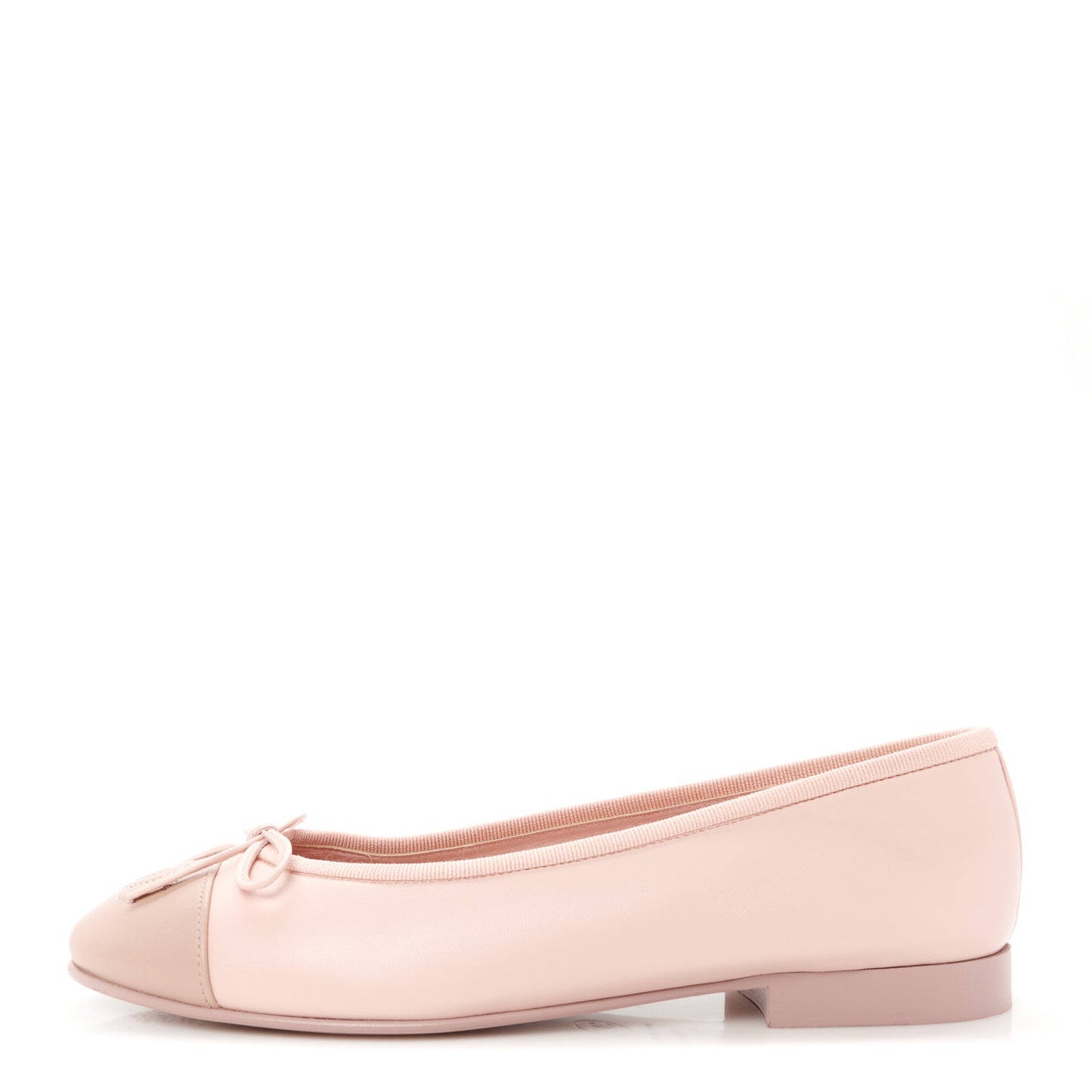 Lambskin Cap Toe CC Ballerina Flats 36.5 Light Pink Dark Pink