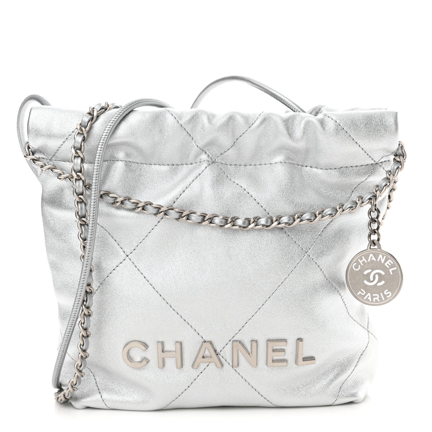 Chanel Metallic Lambskin Quilted Mini Chanel 22 Silvery 1 of 11