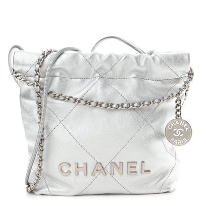 Chanel Metallic Lambskin Quilted Mini Chanel 22 Silvery 1 of 11