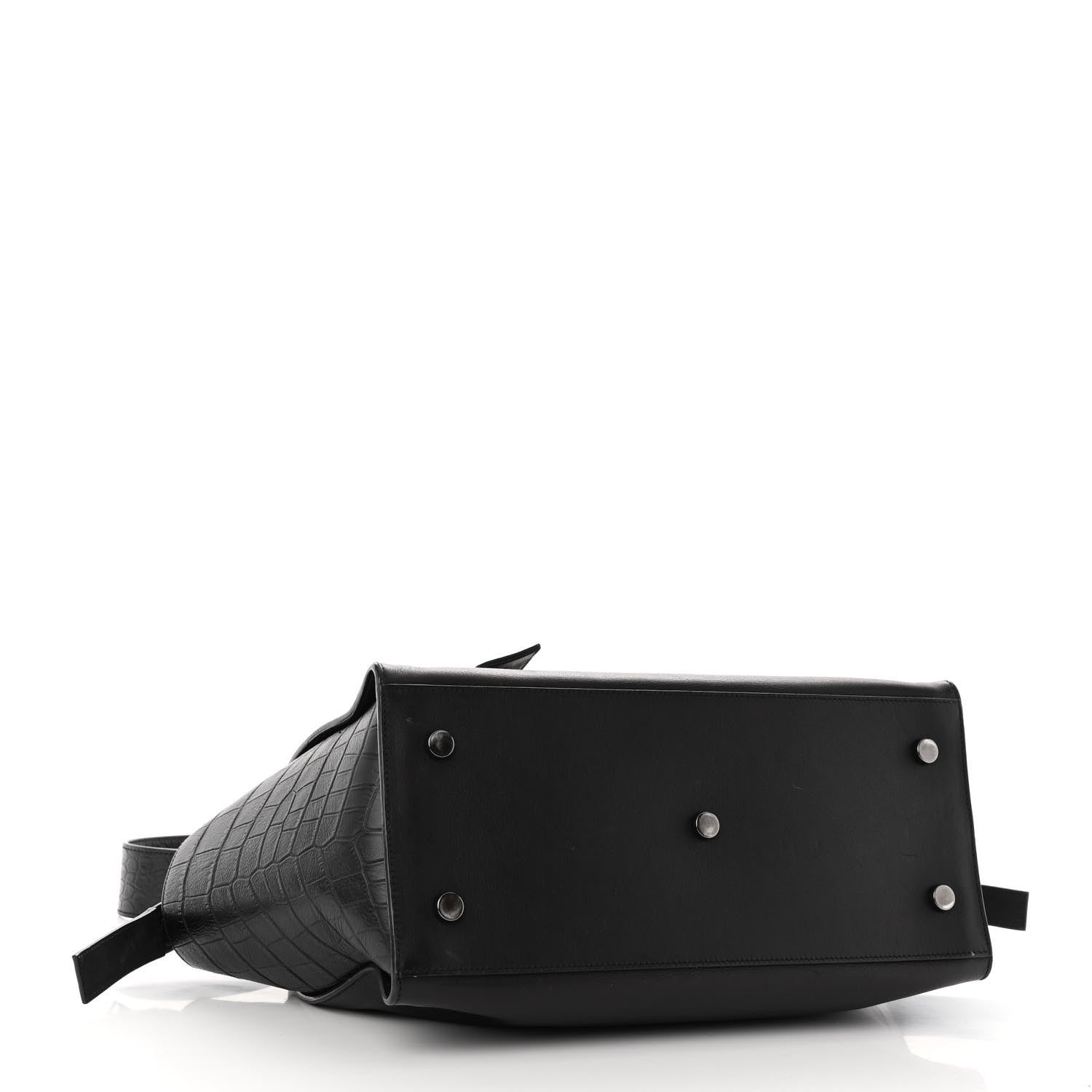 Saint Laurent Smooth Calfskin Crocodile Embossed Small Monogram Downtown Cabas Black 4 of 10