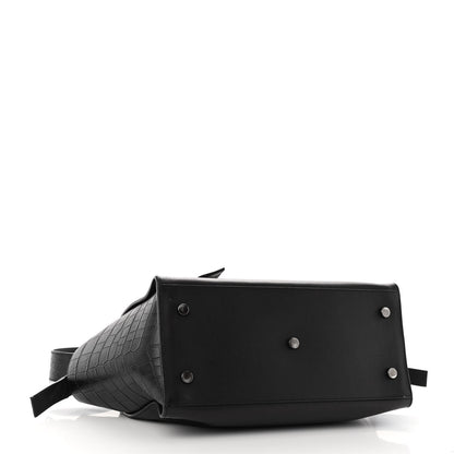 Saint Laurent Smooth Calfskin Crocodile Embossed Small Monogram Downtown Cabas Black 4 of 10