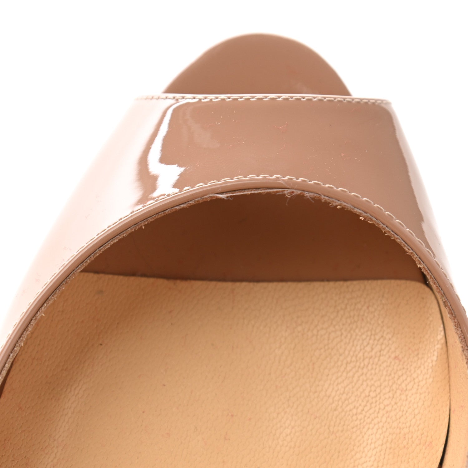 Christian Louboutin Patent Lady Peep Sling 150 Pumps 38.5 Nude 8 of 9
