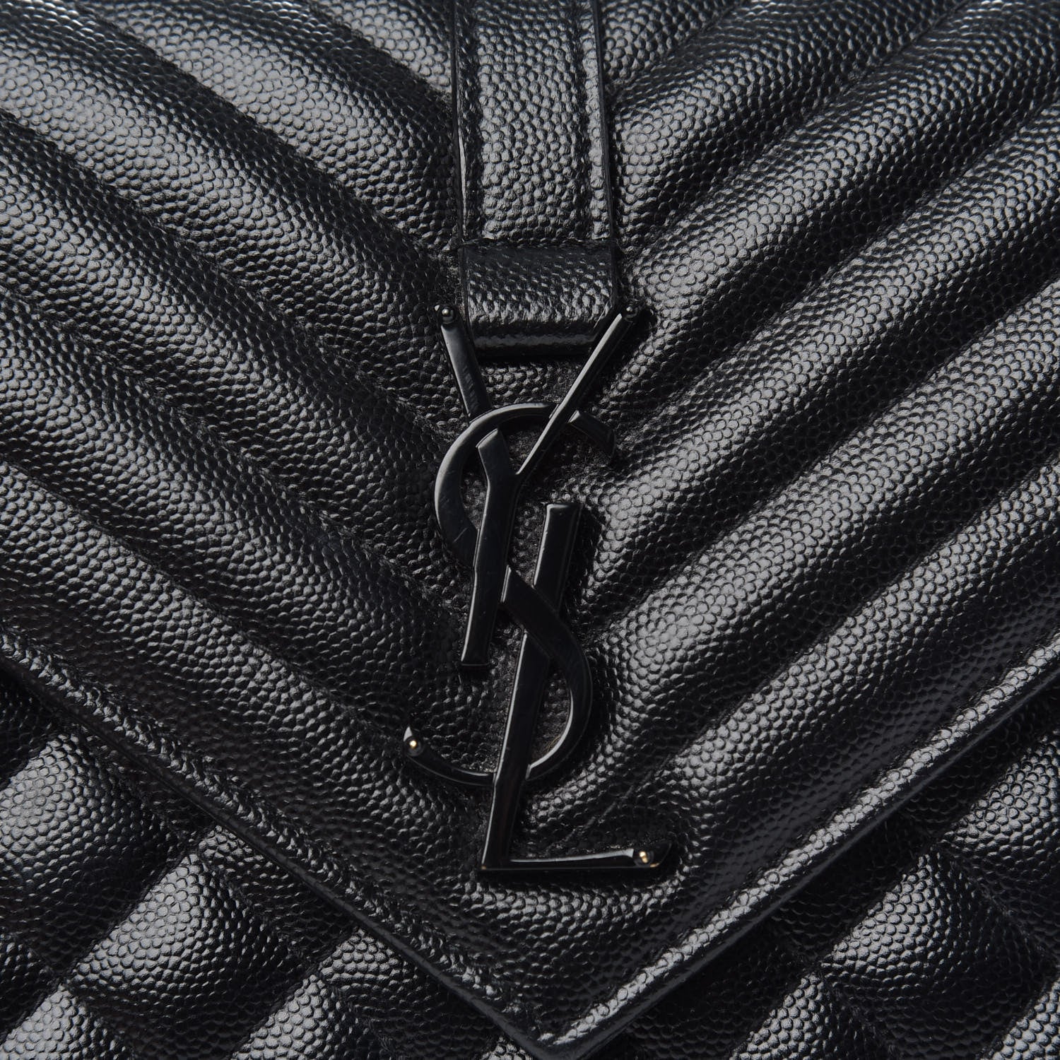 Saint Laurent Grain De Poudre Textured Mixed Matelasse Triquilt Medium Monogram Satchel Black 10 of 12