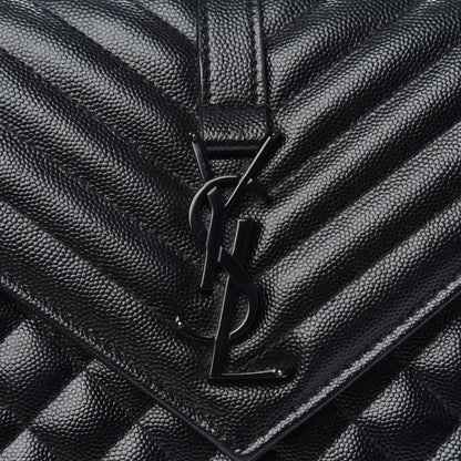 Saint Laurent Grain De Poudre Textured Mixed Matelasse Triquilt Medium Monogram Satchel Black 10 of 12