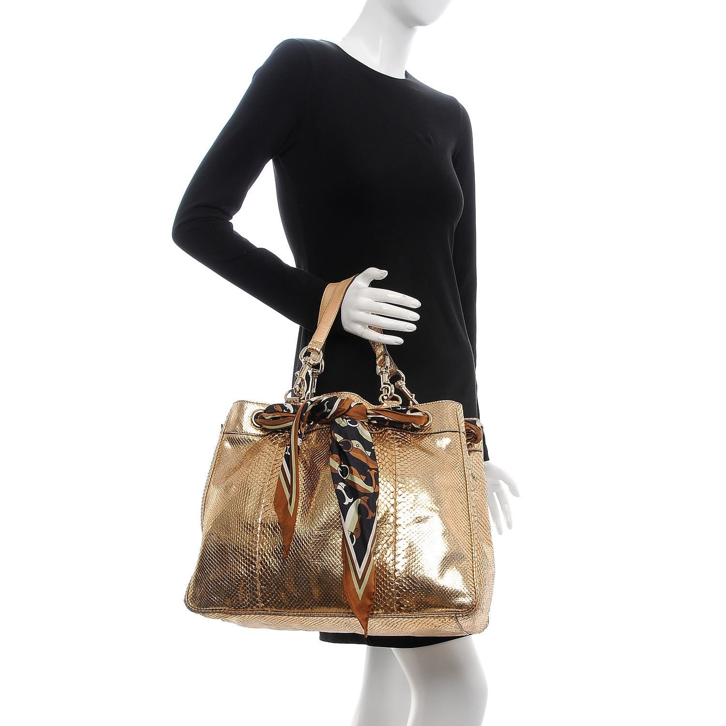 Metallic Python Large Positano Tote Gold