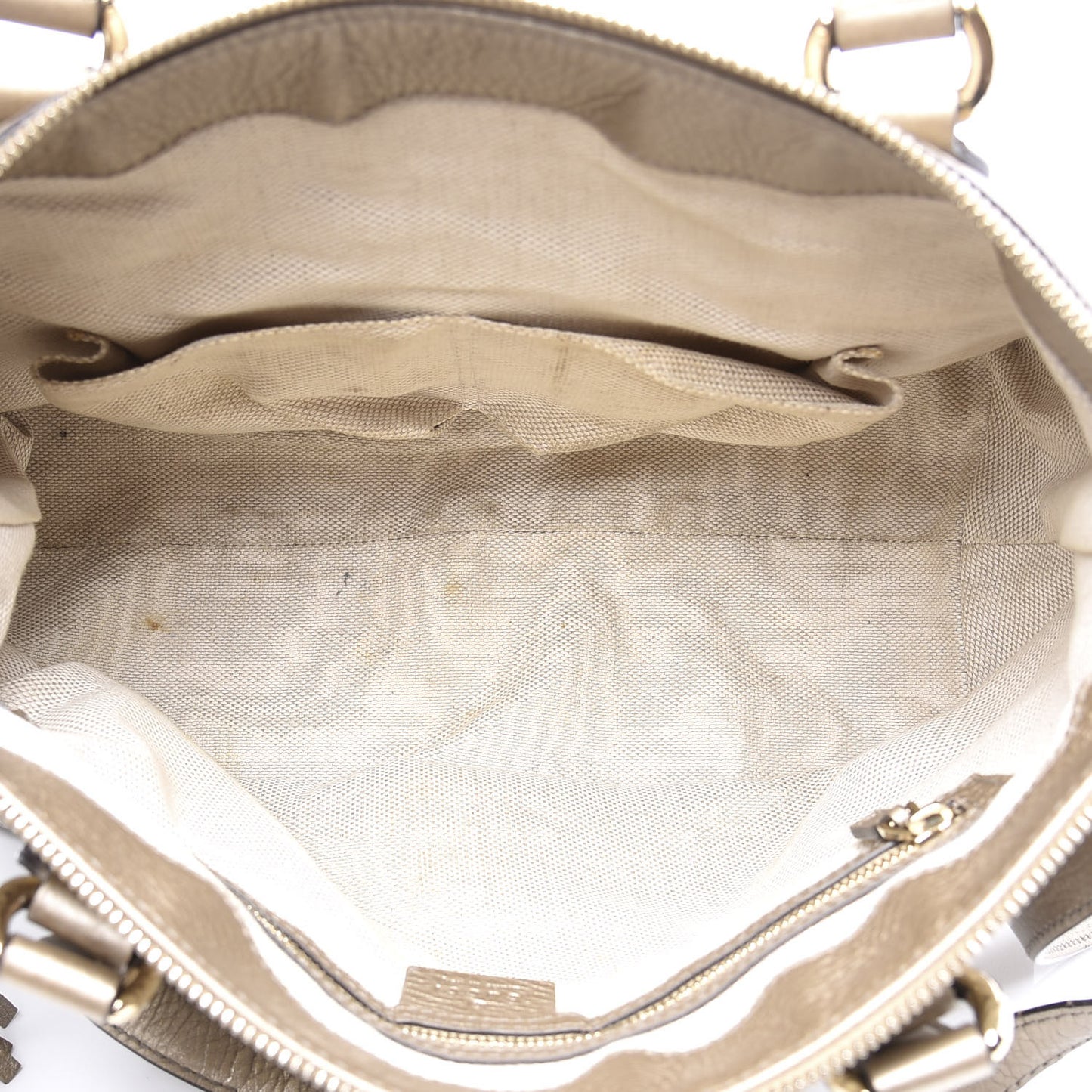 Metallic Cellarius Calfskin Small Soho Top Handle Satchel Golden Beige