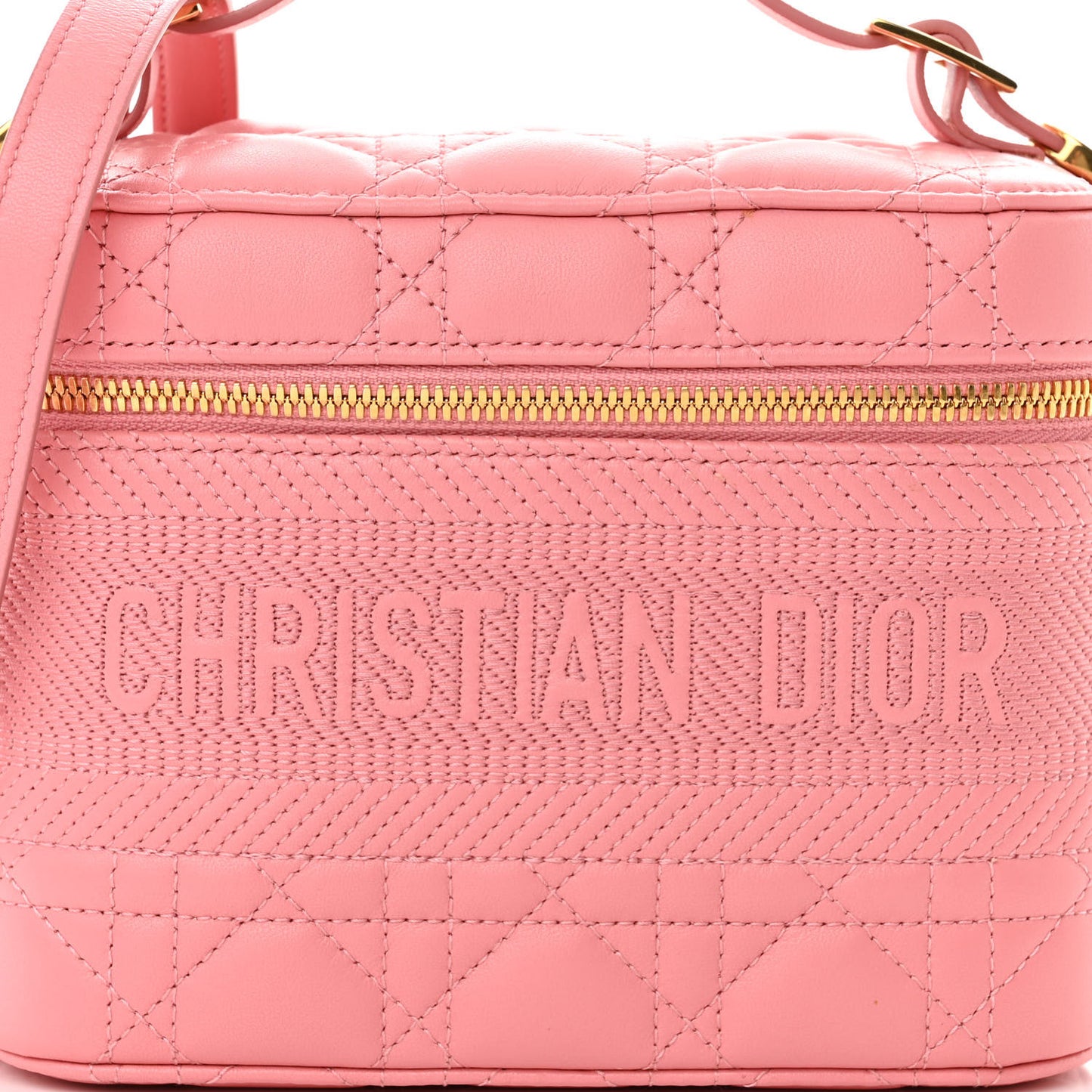 Lambskin Cannage Small Diortravel Vanity Case Pink