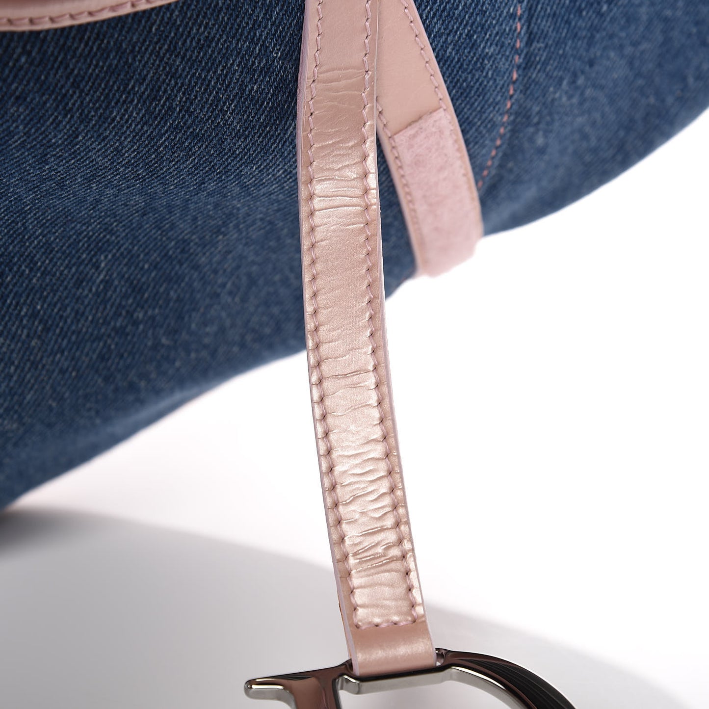 Patent Denim Jeans Saddle Bag Blue Pink