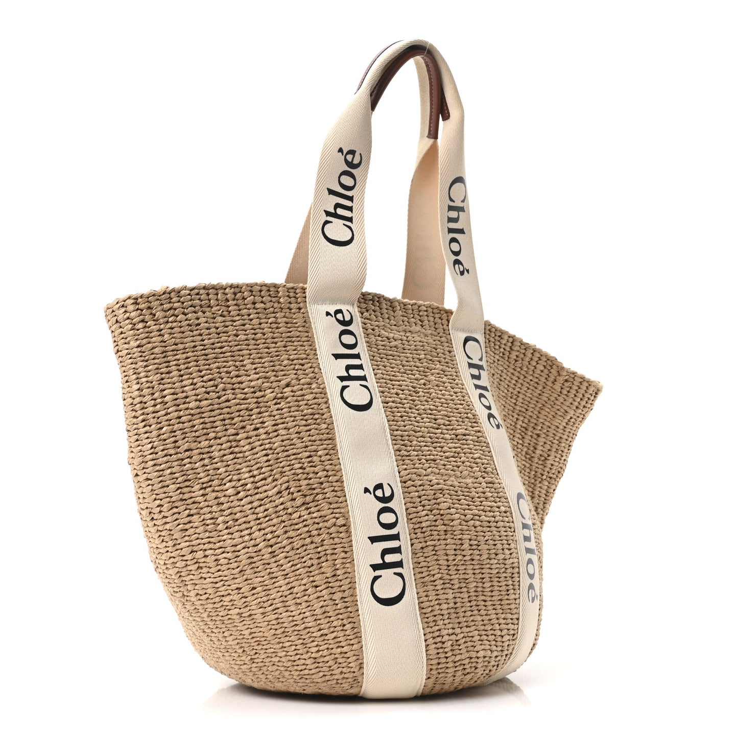 X MIFUKO Raffia Large Woody Basket Bag White