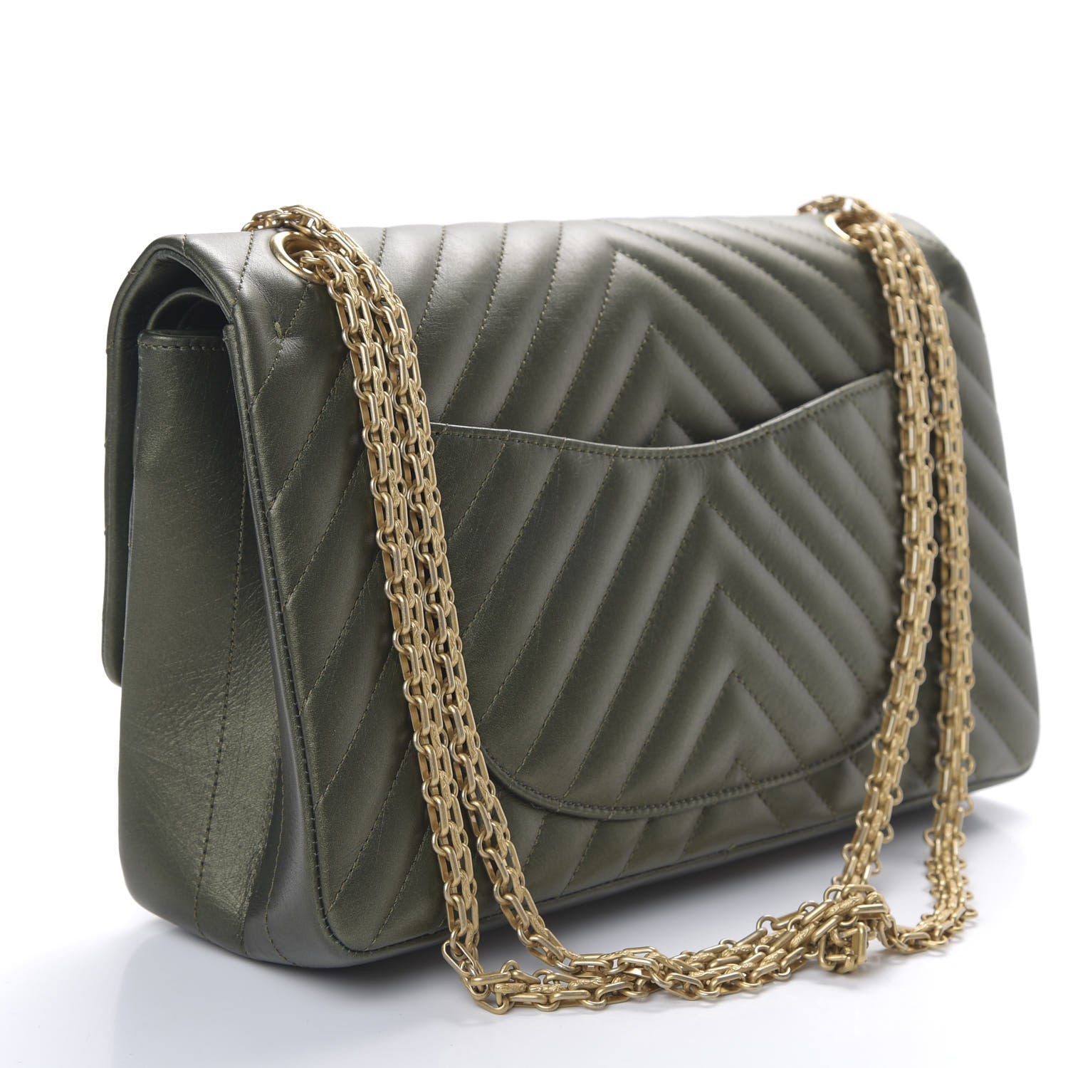 Chanel Sheepskin Chevron Quilted 2.55 Reissue 226 Flap Green 2 of 11
