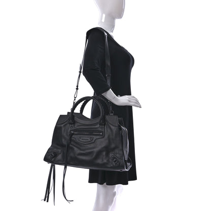 Balenciaga Grained Calfskin Neo Classic Black Hardware Medium City Black 2 of 10