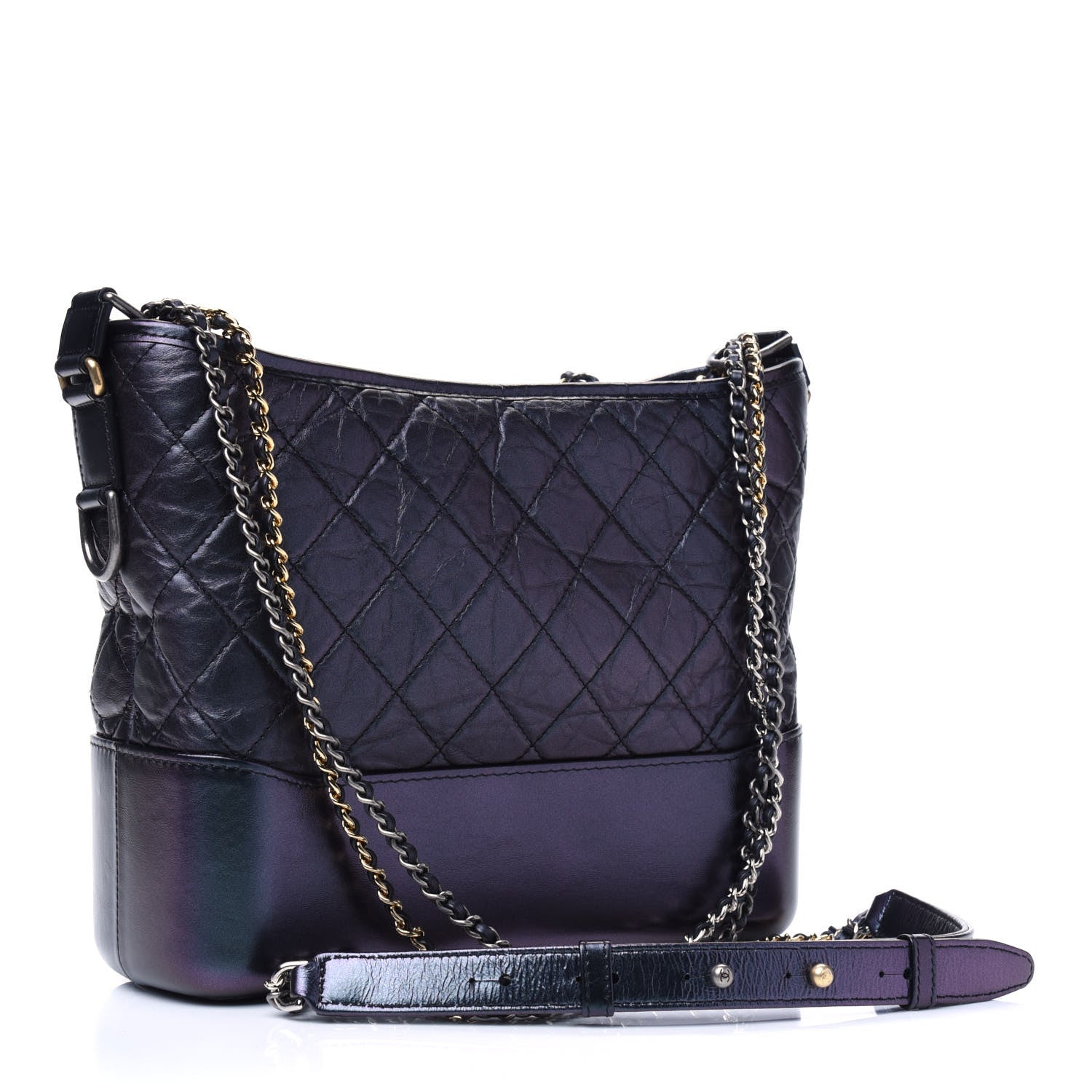 Chanel Iridescent Aged Calfskin Quilted Medium Gabrielle Hobo Black 2 of 17