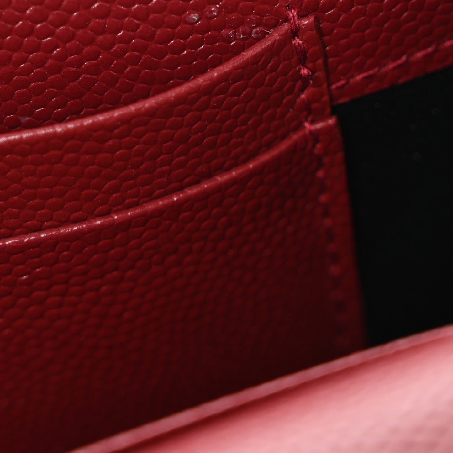 Grain De Poudre Matelasse Chevron Small Monogram Envelope Wallet Opyum Red