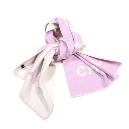 Chanel Cashmere CC Scarf Pink White 1 of 3