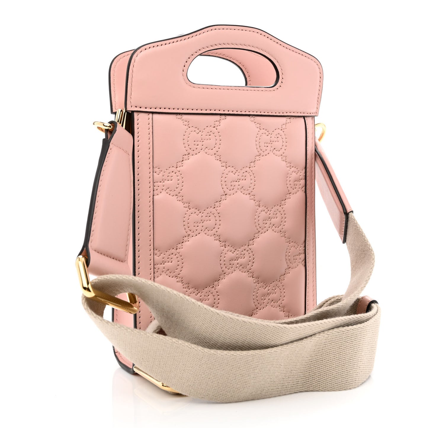Calfskin GG Matelasse Mini Top Slip Handle Crossbody Bag Perfect Pink Natural