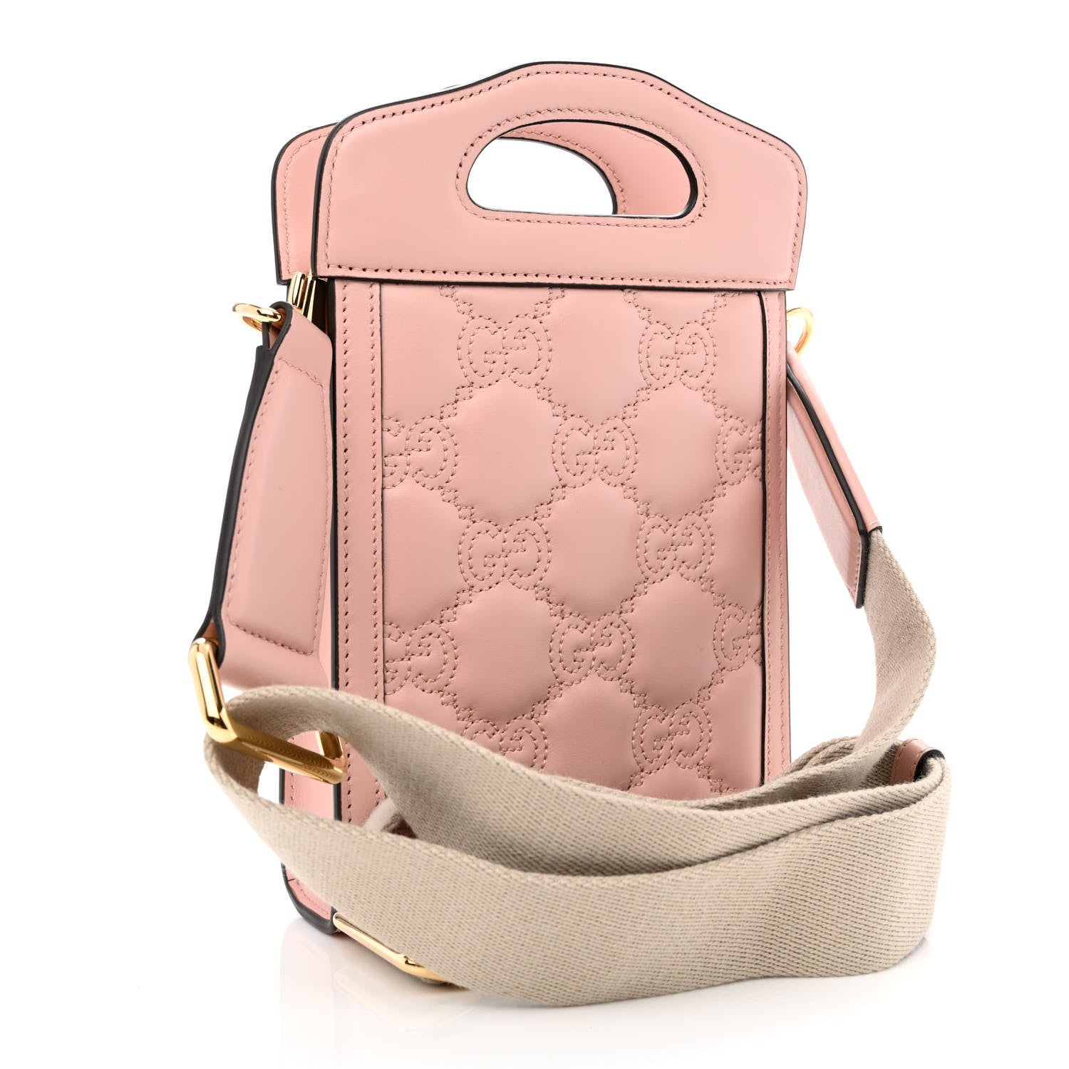 Gucci Calfskin GG Matelasse Mini Top Slip Handle Crossbody Bag Perfect Pink Natural 3 of 10
