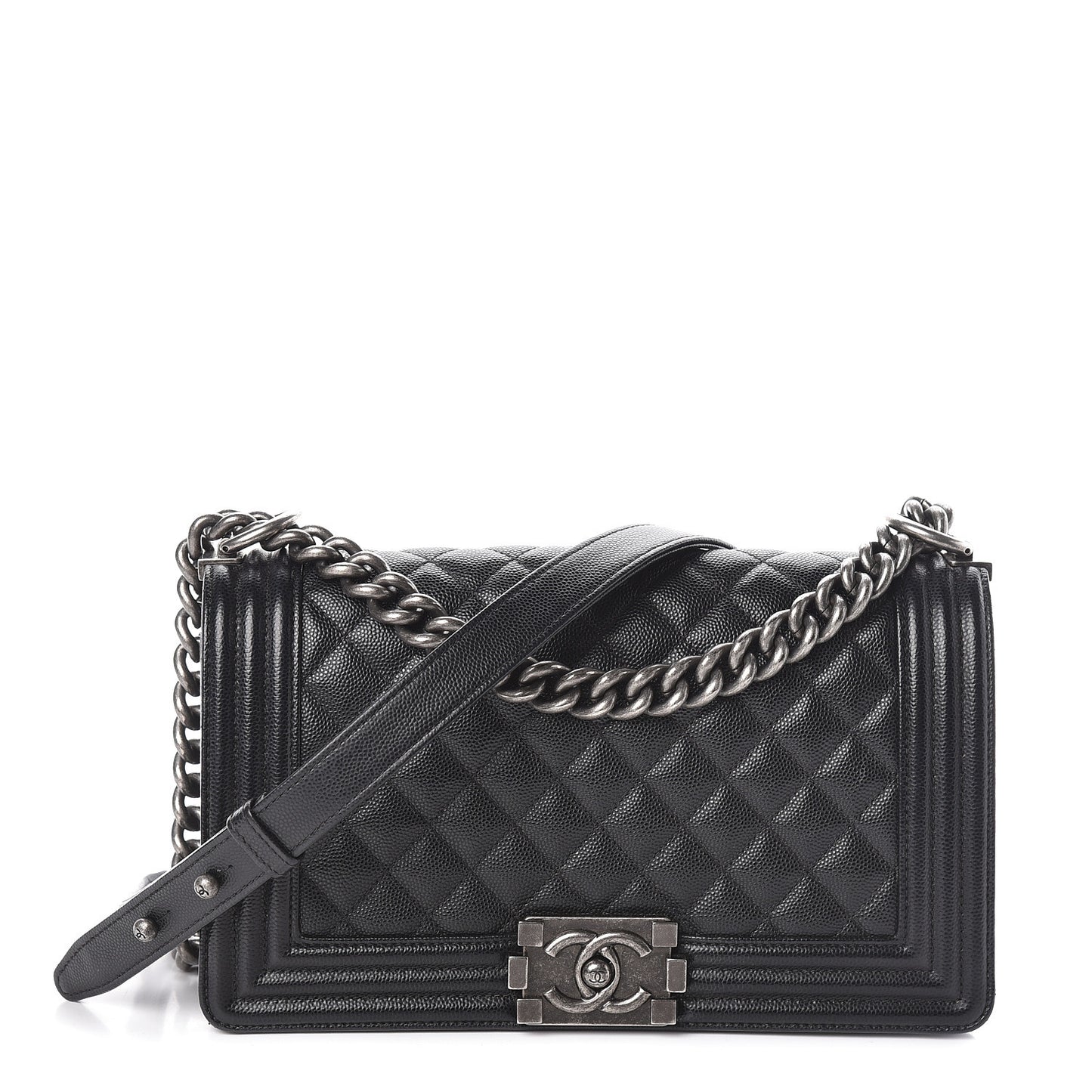 Caviar Quilted Medium Boy Flap Black