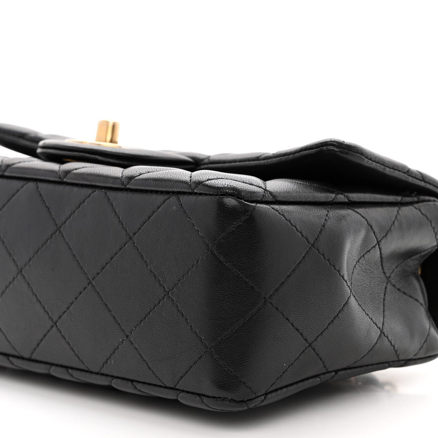 Lambskin Quilted Mini Rectangular Flap Black