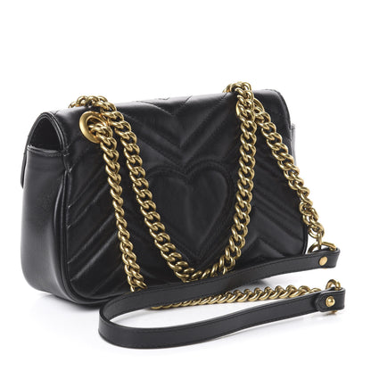 Gucci Calfskin Matelasse Mini GG Marmont Shoulder Bag Black 2 of 8
