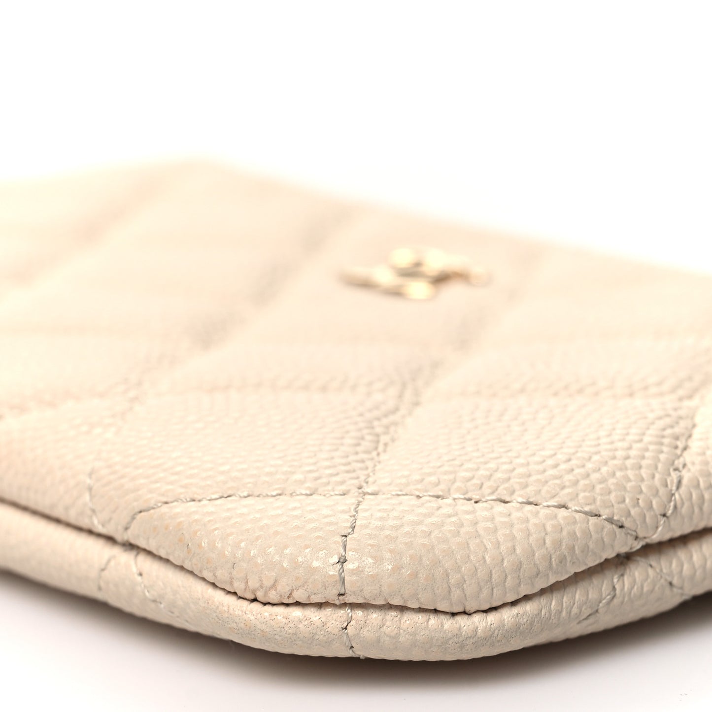 Caviar Quilted Small Cosmetic Case Light Beige