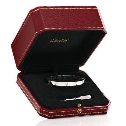Cartier 18K White Gold 4 Diamond Love Bracelet 18 9 of 9