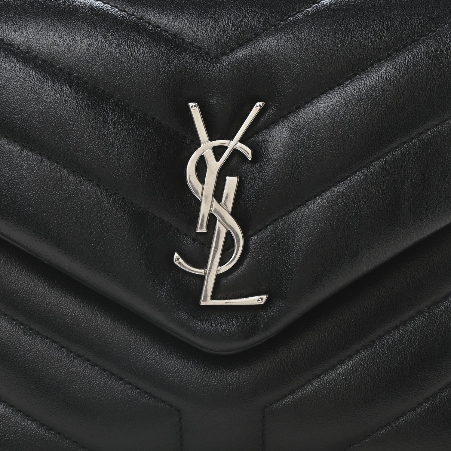 Saint Laurent Calfskin Y Quilted Monogram Small Loulou Chain Satchel Black 9 of 11