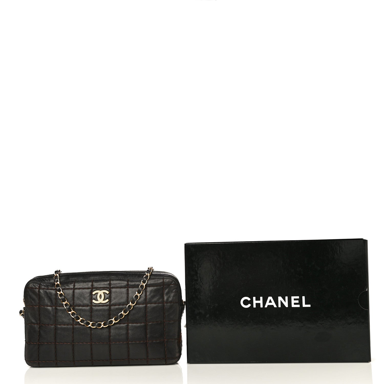 Chanel Lambskin Quilted Chocolate Bar Camera Case Black 18 of 18