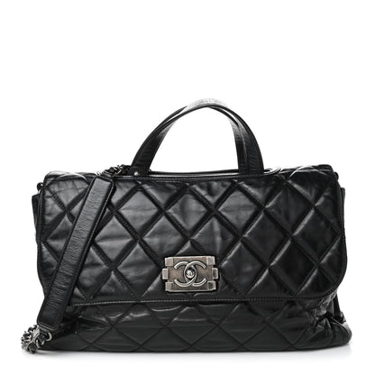 Chanel Glazed Calfskin Boy Satchel Flap Black 1 of 5