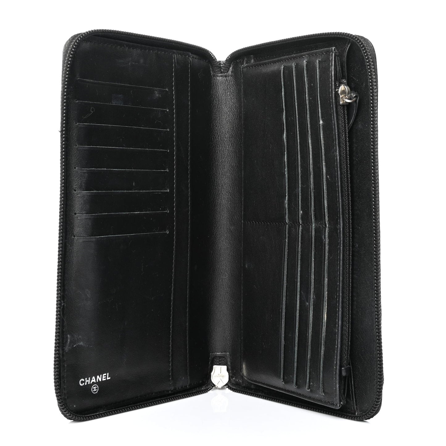 Caviar Large Timeless CC Zip Around Organizer Wallet Black