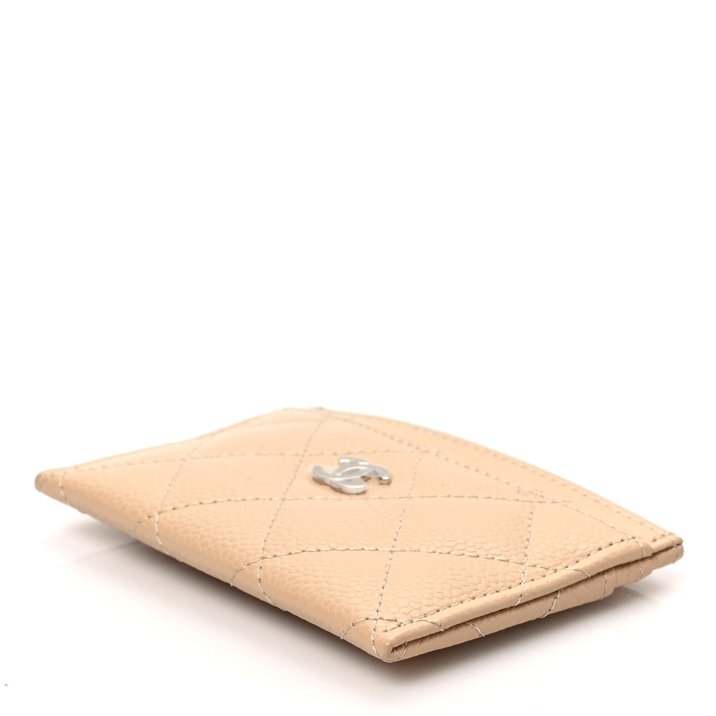 Caviar Quilted Card Holder Beige
