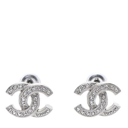 Chanel Crystal CC Earrings Silver 1 of 4