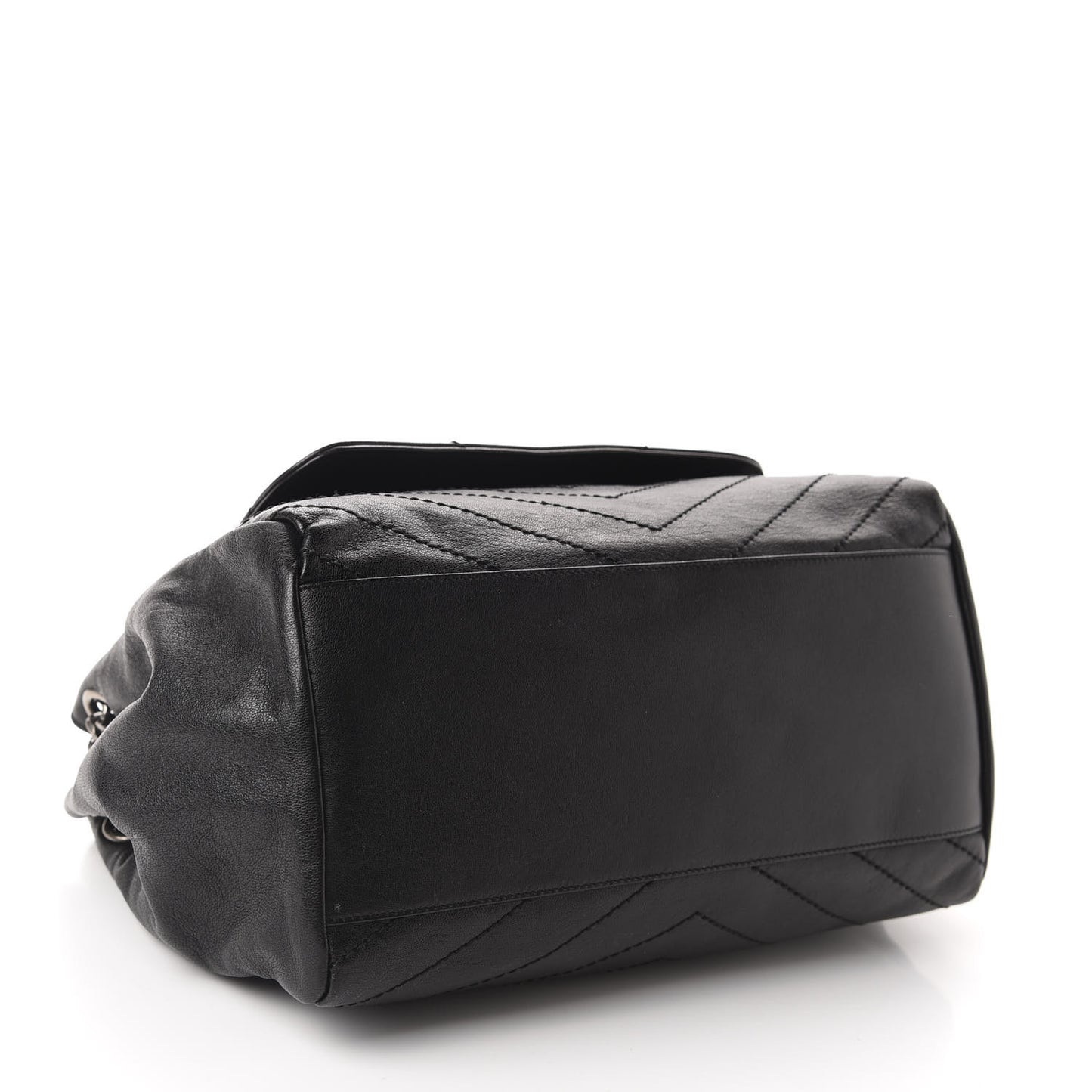 Pebbled Lambskin Chevron Monogram Large Nolita Black