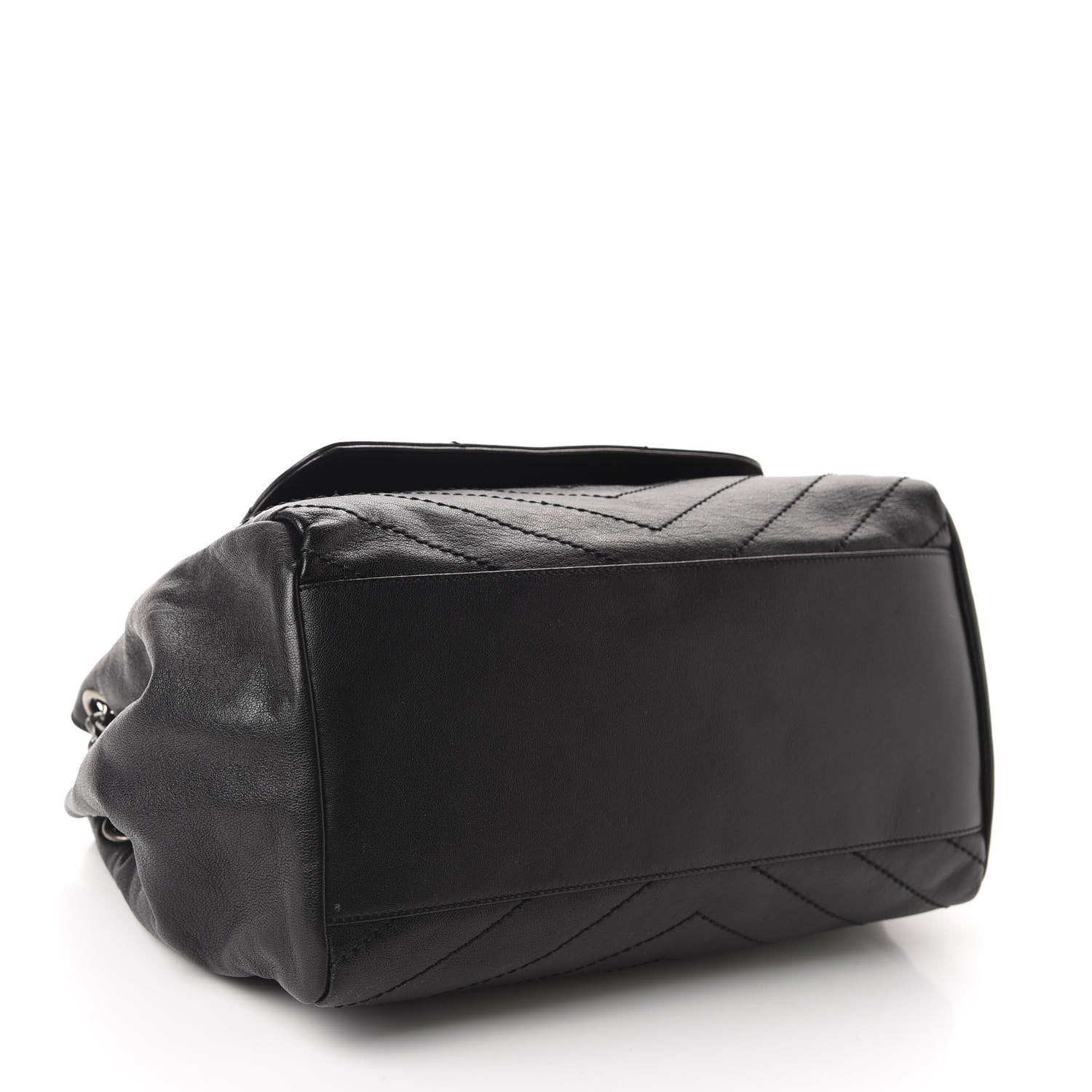 Saint Laurent Pebbled Lambskin Chevron Monogram Large Nolita Black 4 of 10