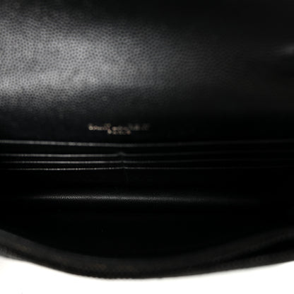Saint Laurent Grain De Poudre Matelasse Chevron Monogram Monochrome Envelope Chain Wallet Black 5 of 9
