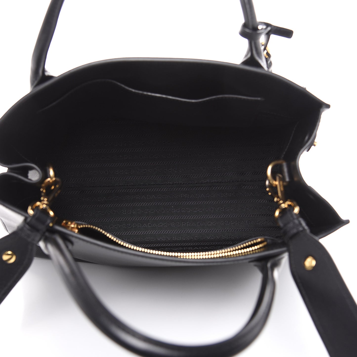 Saffiano Cuir Calfskin Large Monochrome Top Handle Tote Black