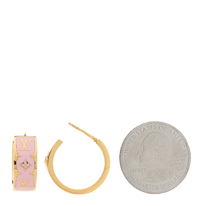 Louis Vuitton Enamel Nanogram Earrings Gold Black 2 of 5