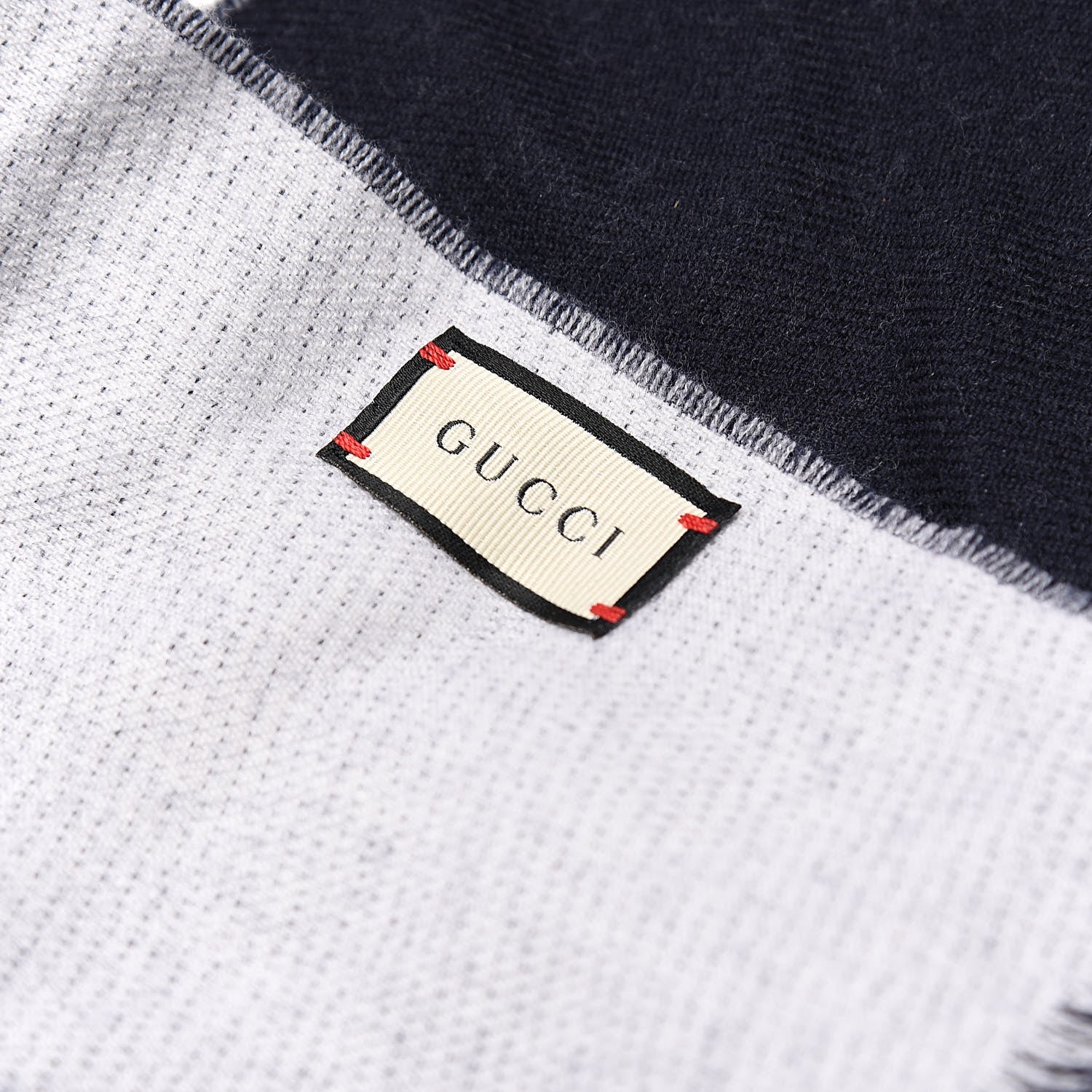 Gucci Wool L'Aveugle Par Amour Scarf Navy White 5 of 5