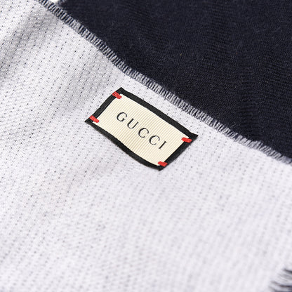 Gucci Wool L'Aveugle Par Amour Scarf Navy White 5 of 5