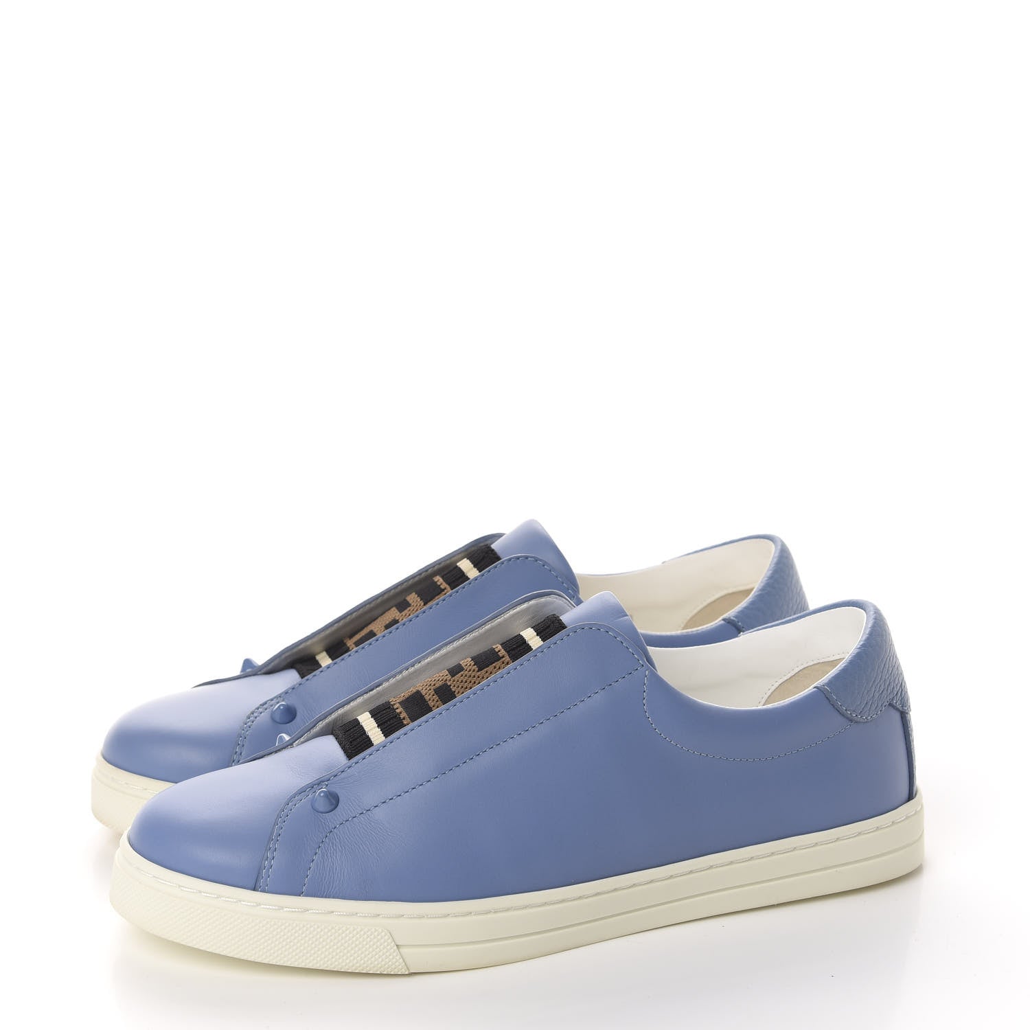 Fendi Vitello FF Rockoclick Slip On Sneakers 38 Blue 3 of 11
