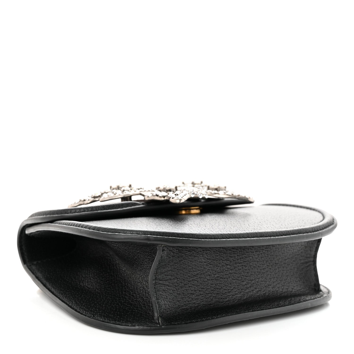 Gucci Calfskin Web Crystal Butterfly Stripe Small Totem Shoulder Bag Black 4 of 11